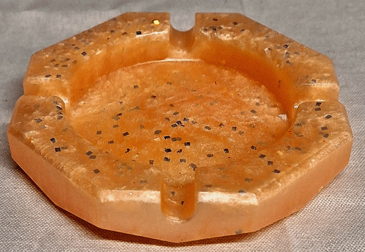Hexagonal Peach Ash Tray with Sparkles